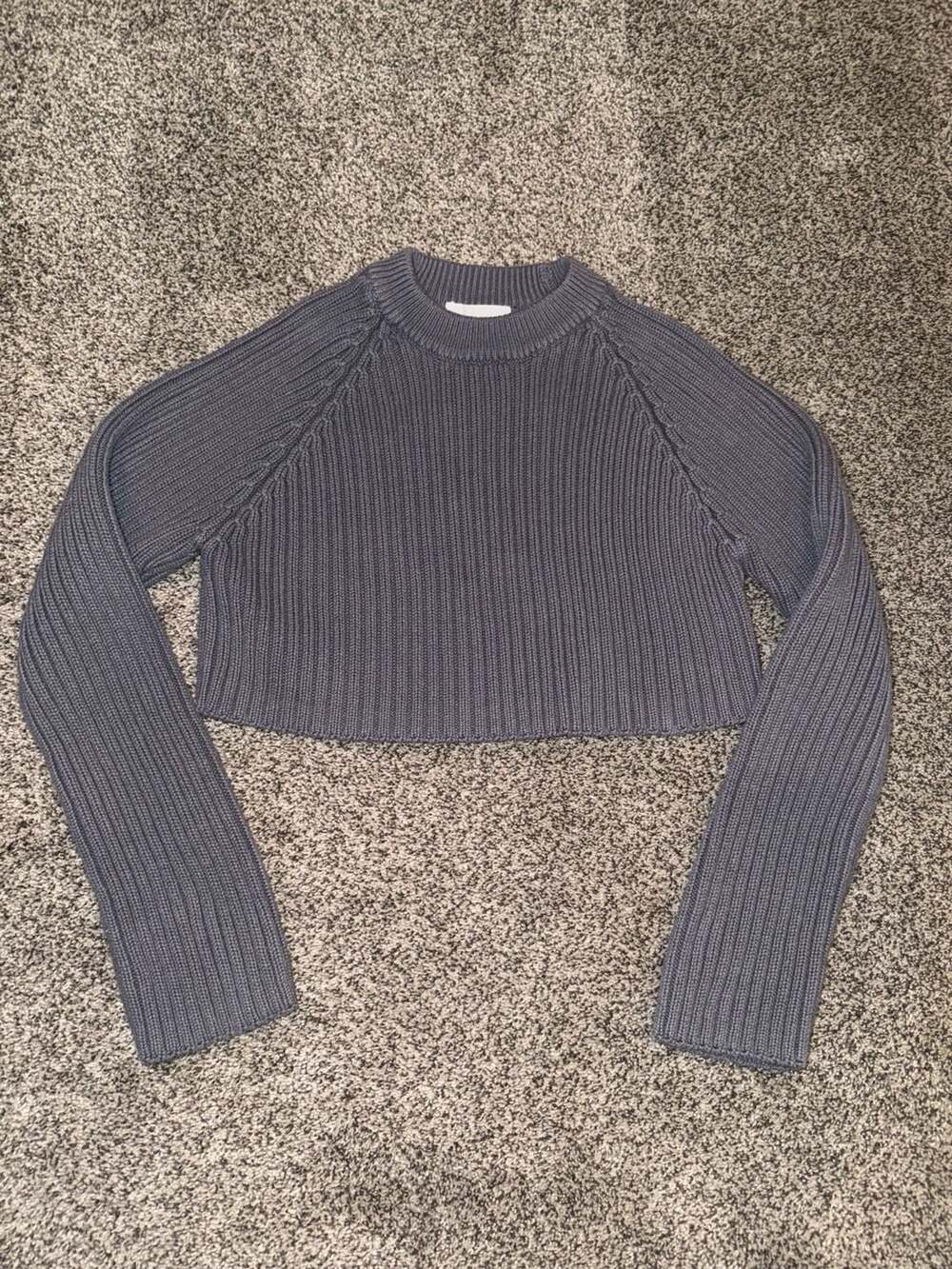 Thalassa Ribbed Knit Cropped Crewneck Sweater